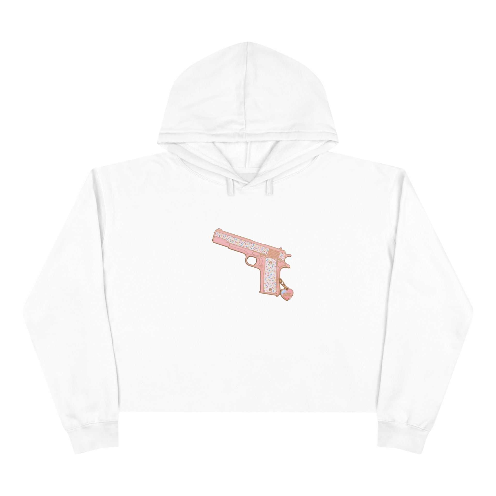 Large Pistol Crop Hoodie — Minimalist Feminine Streetwear
