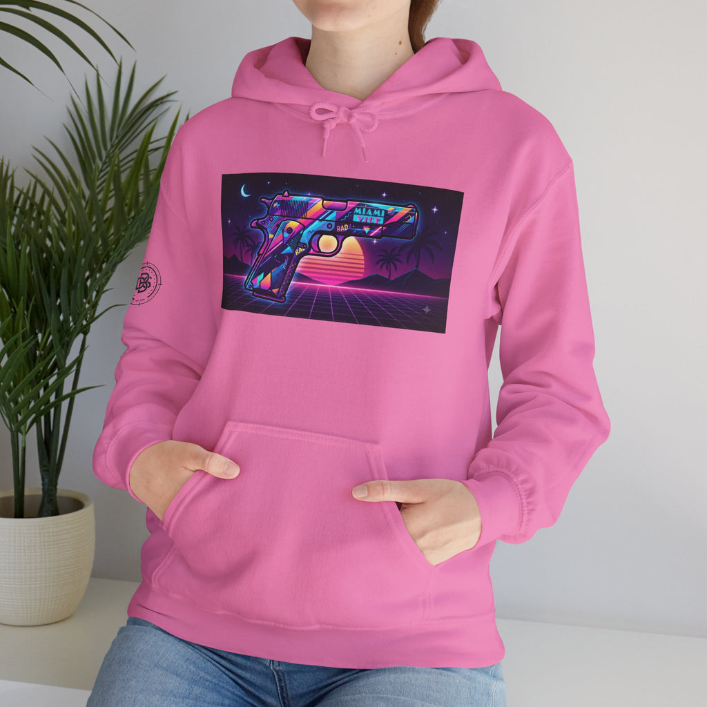 Retro 80's Pistol Sunset Hoodie — Neon Synthwave Vaporwave Graphic
