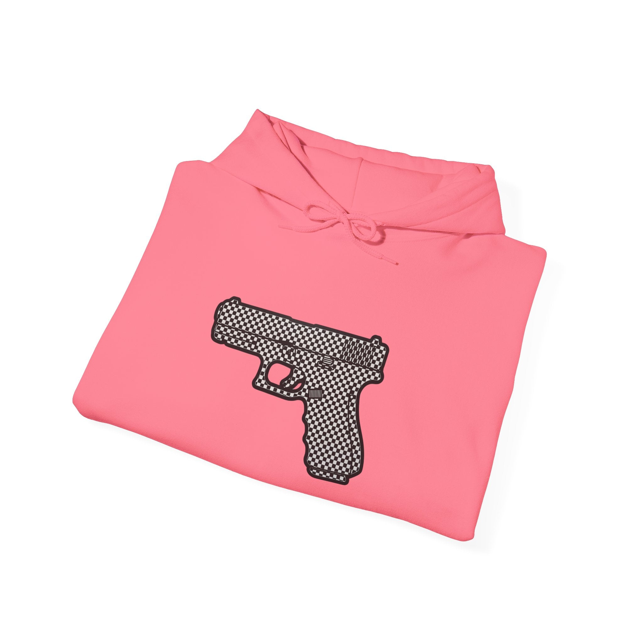 Checker Pistol Silhouette Hoodie - Graphic Pistol Pullover