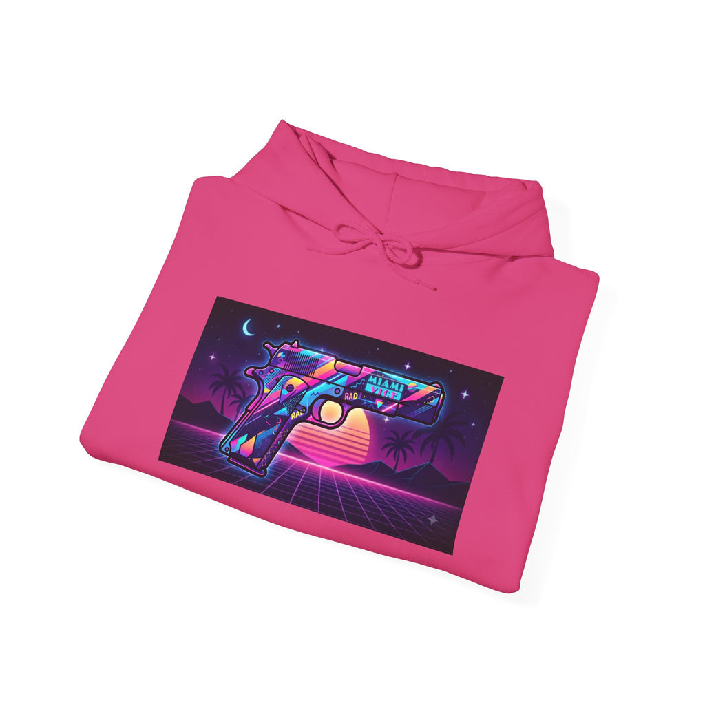 Retro 80's Pistol Sunset Hoodie — Neon Synthwave Vaporwave Graphic