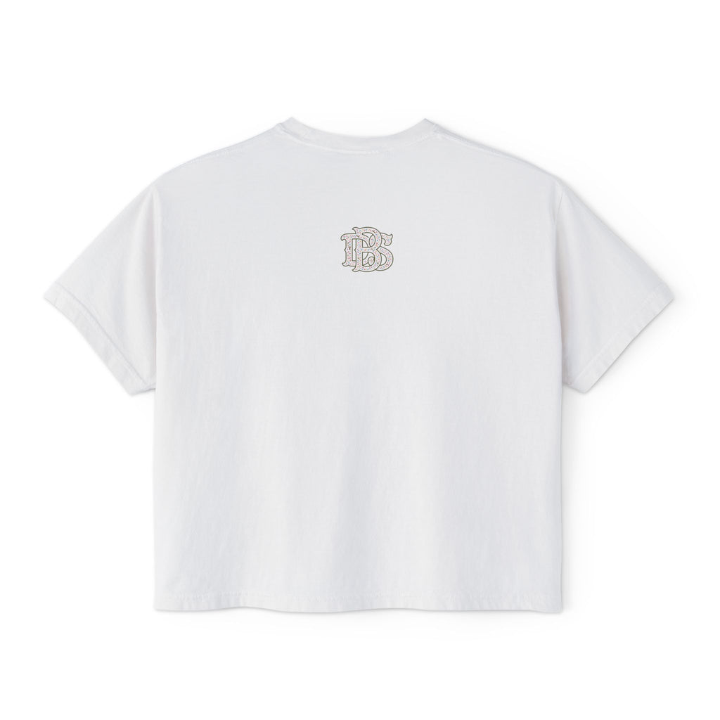 Beans and Bullets Women's Boxy Tee – Coffee Lover Graphic Crop Tee