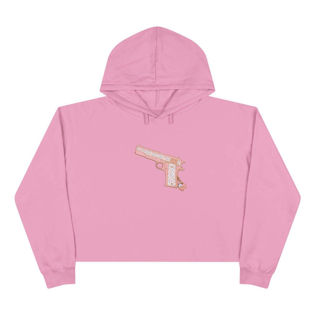 Large Pistol Crop Hoodie — Minimalist Feminine Streetwear