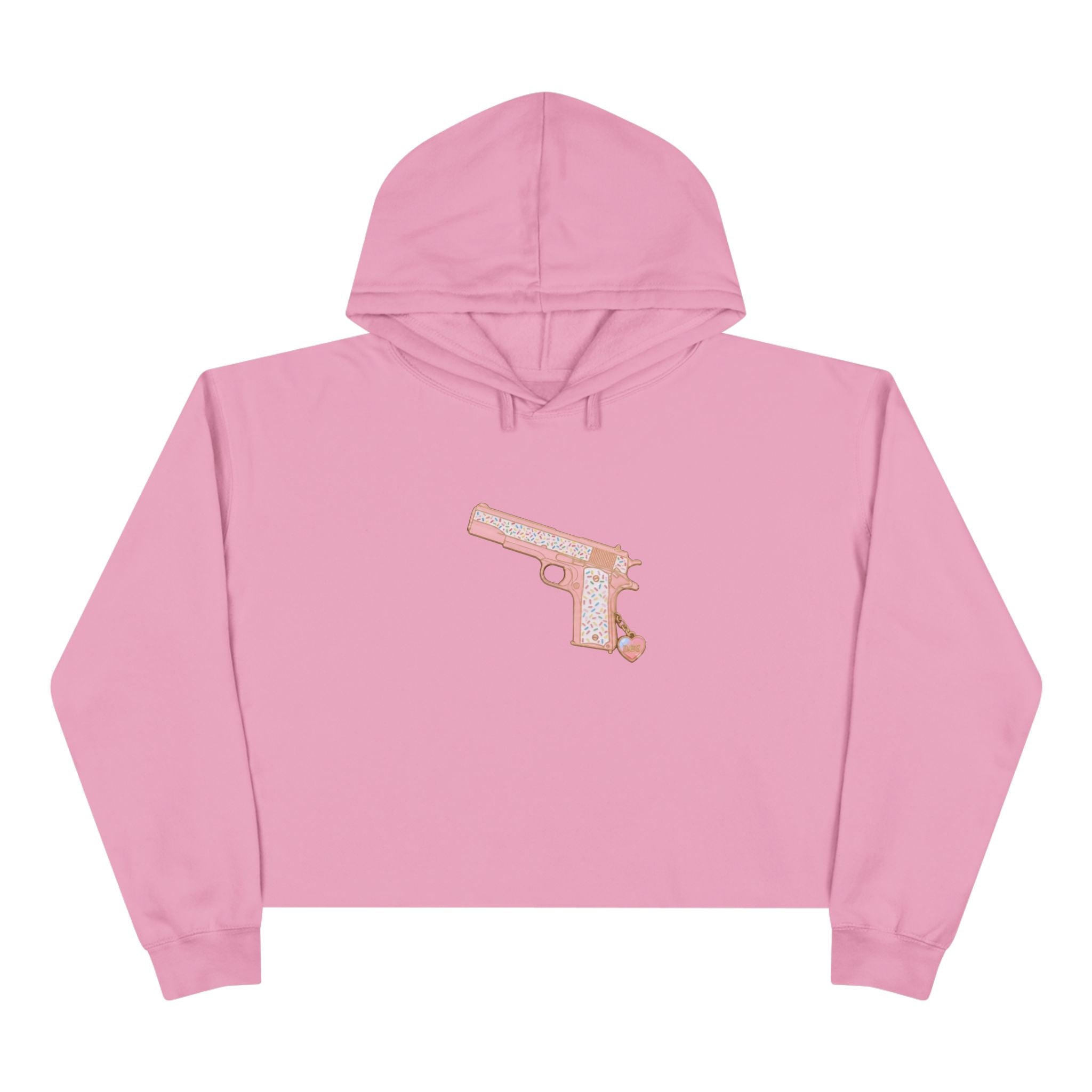 Large Pistol Crop Hoodie — Minimalist Feminine Streetwear