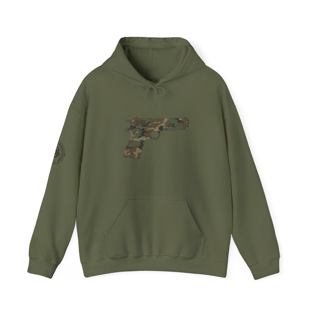 Camouflage Pistol Hoodie - Camo Gun Graphic Pullover