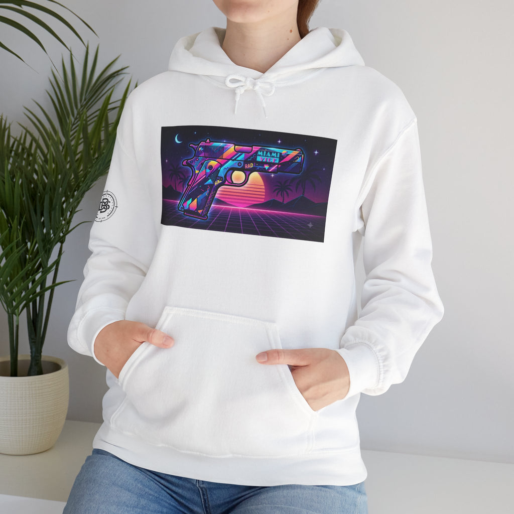 Retro 80's Pistol Sunset Hoodie — Neon Synthwave Vaporwave Graphic