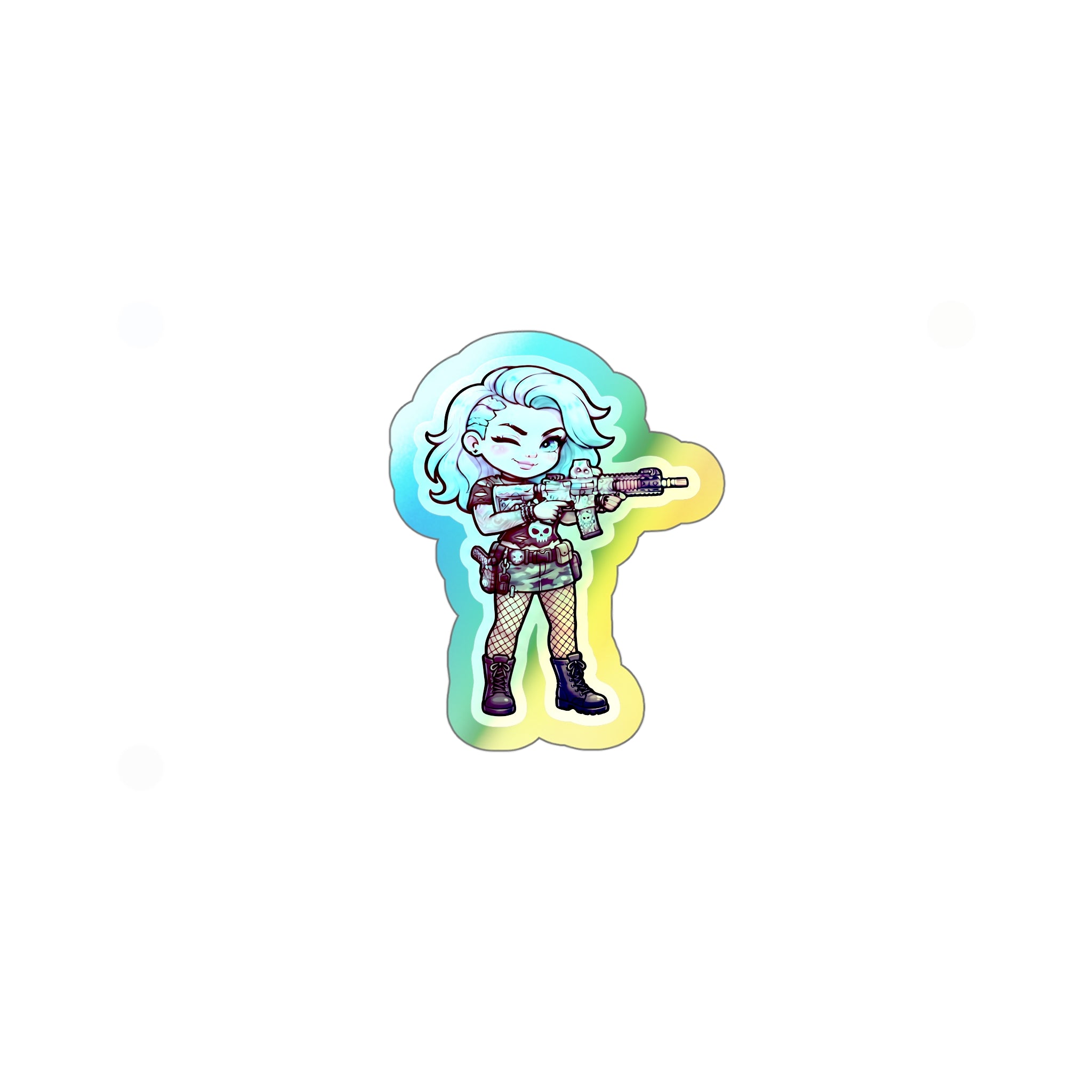 Cute Shooter Holographic Die-cut Stickers