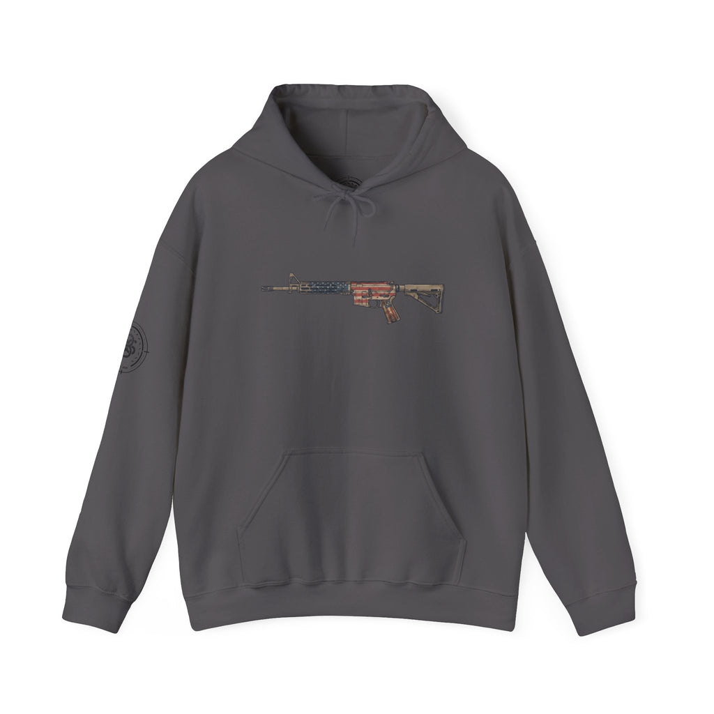 United States Flag AR Rifle Graphic Hoodie- America
