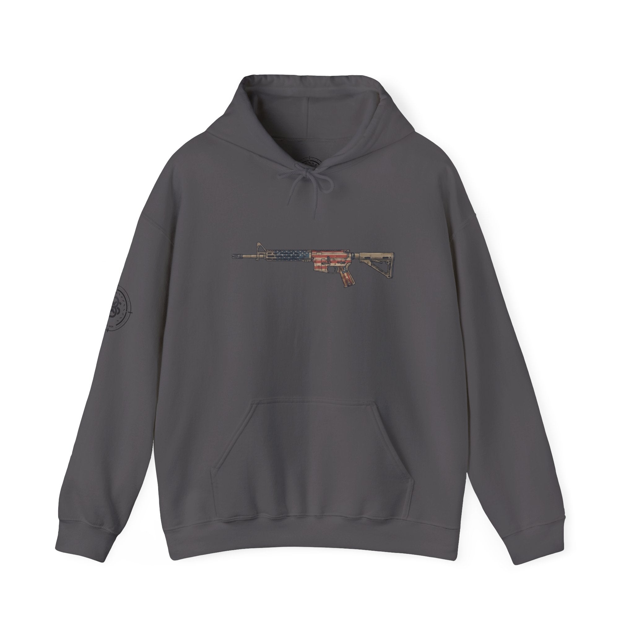 United States Flag AR Rifle Graphic Hoodie- America