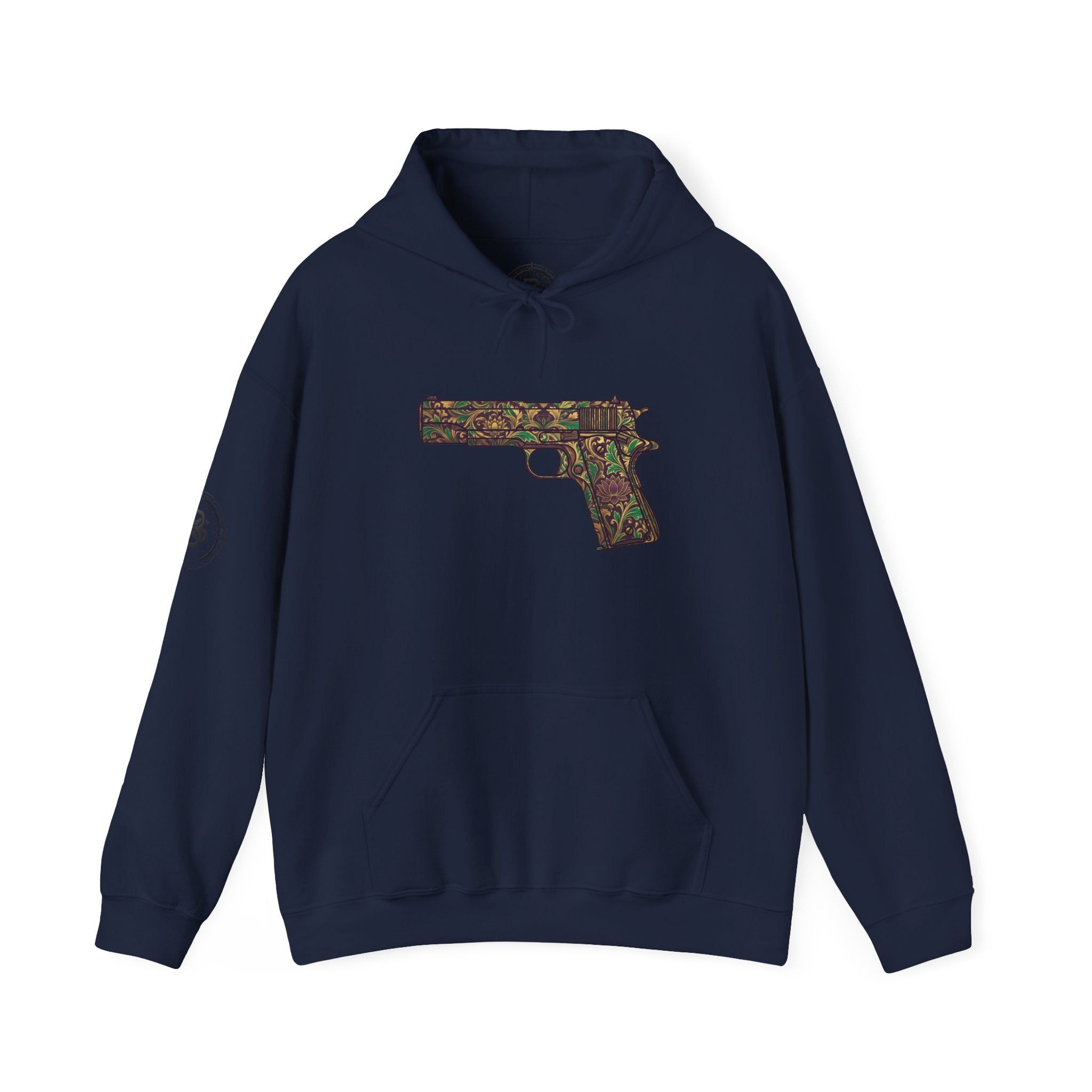 Floral Pistol Hoodie — Vintage Gun Graphic Hoodie