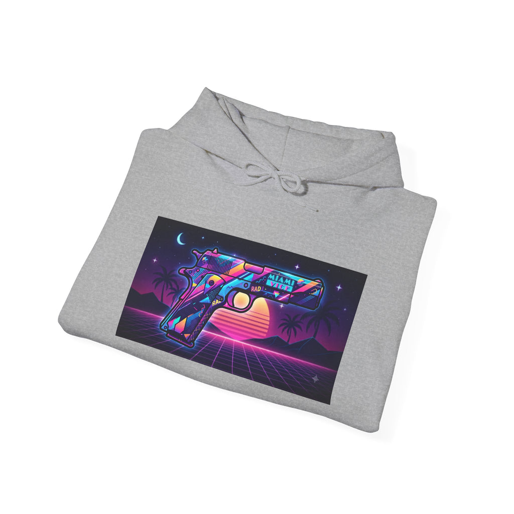 Retro 80's Pistol Sunset Hoodie — Neon Synthwave Vaporwave Graphic