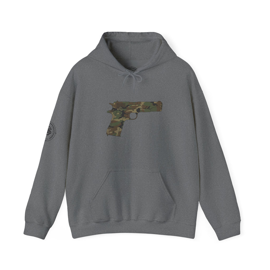 Camouflage Pistol Hoodie - Camo Gun Graphic Pullover
