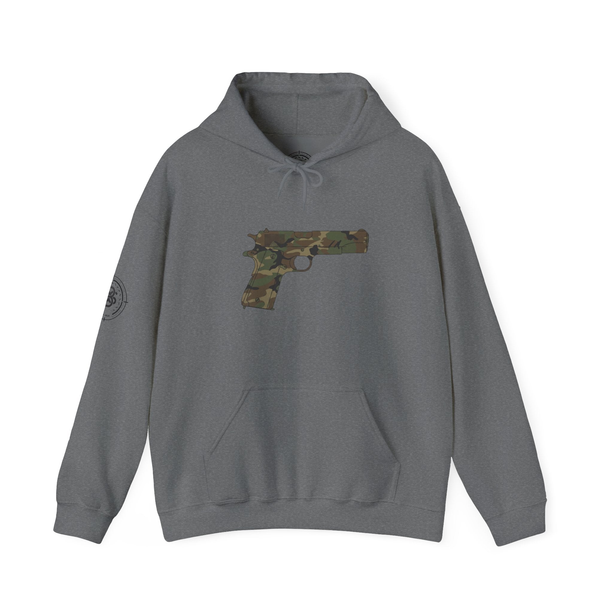 Camouflage Pistol Hoodie - Camo Gun Graphic Pullover