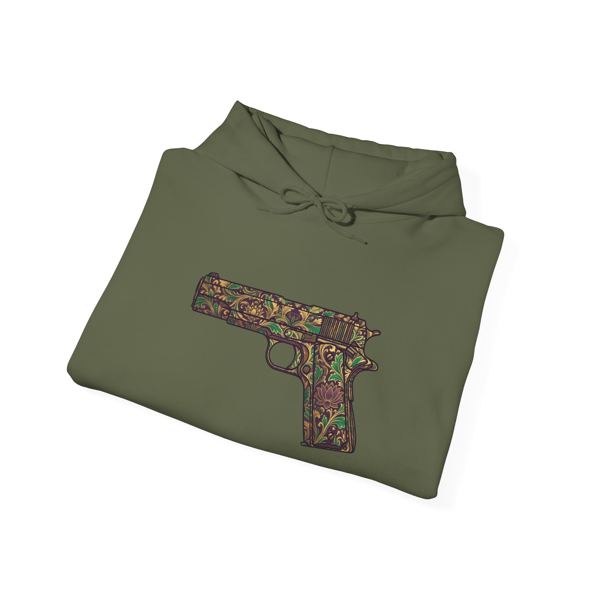 Floral Pistol Hoodie — Vintage Gun Graphic Hoodie