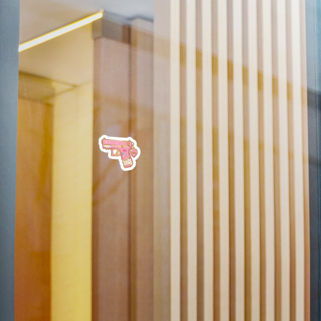 Pink Donut Sprinkle Gun Kiss-Cut Vinyl Sticker