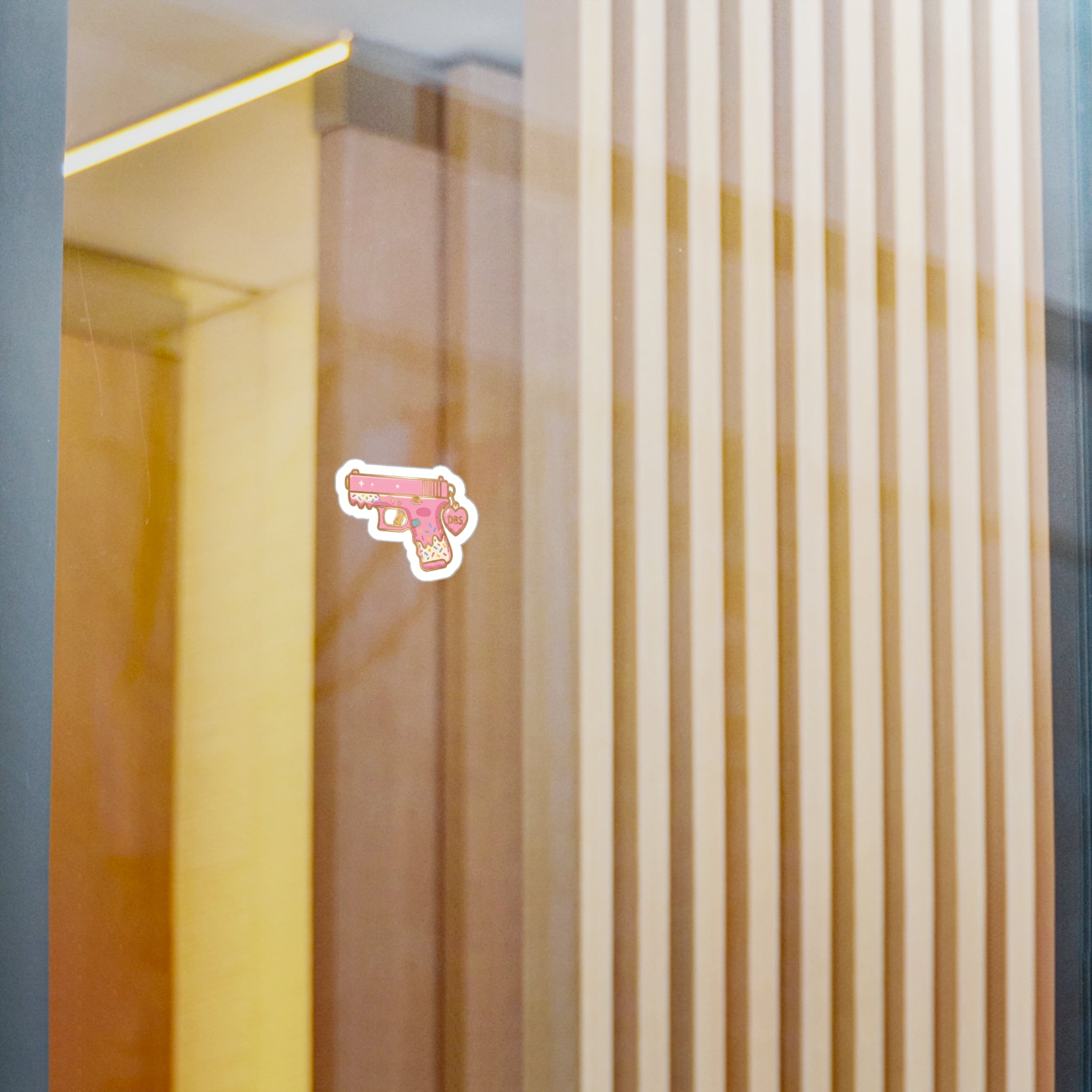 Pink Donut Sprinkle Gun Kiss-Cut Vinyl Sticker