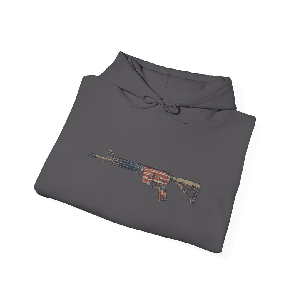 United States Flag AR Rifle Graphic Hoodie- America