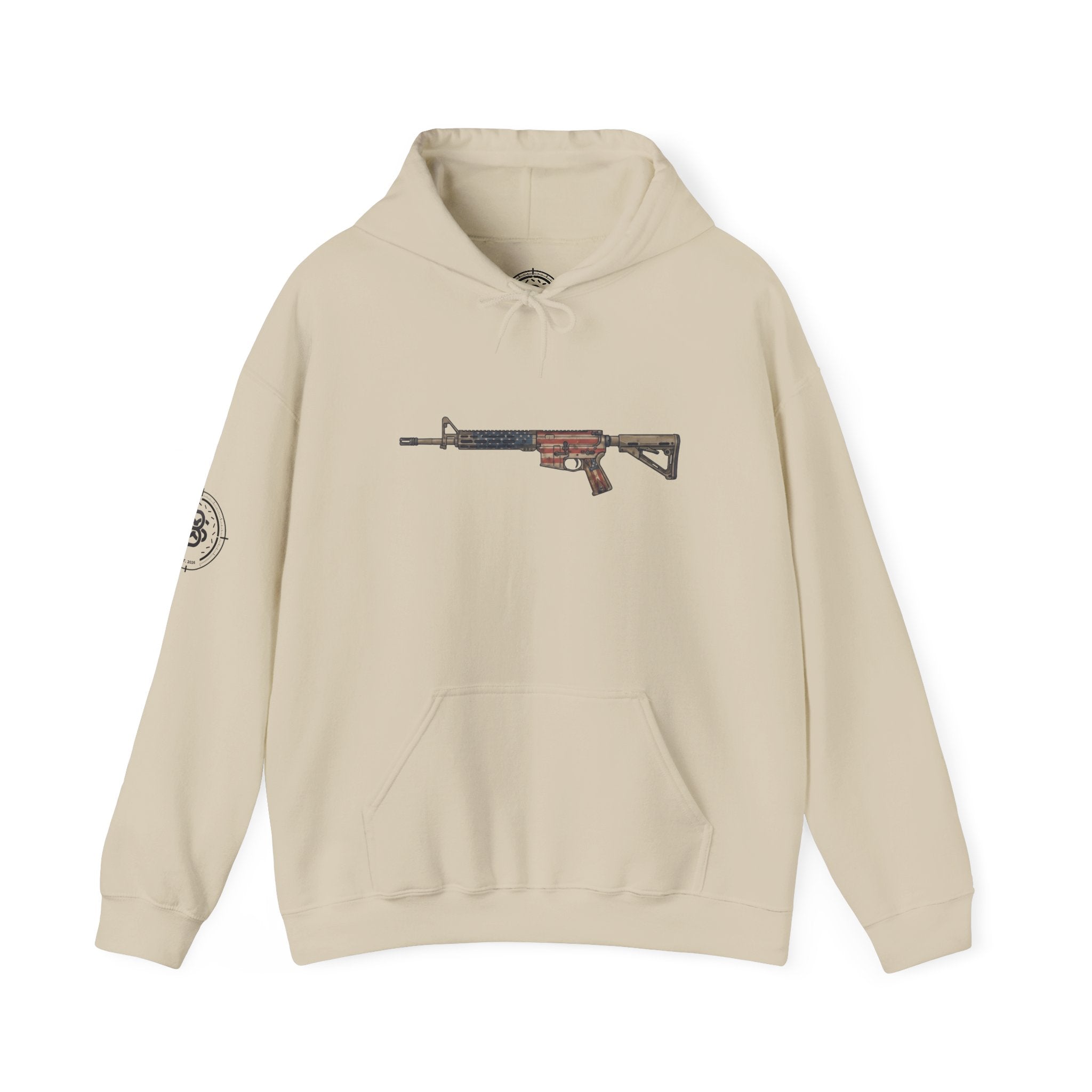 United States Flag AR Rifle Graphic Hoodie- America