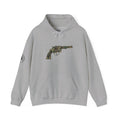 Revolver Graphic Hoodie - Vintage Camouflage Pistol Illustration