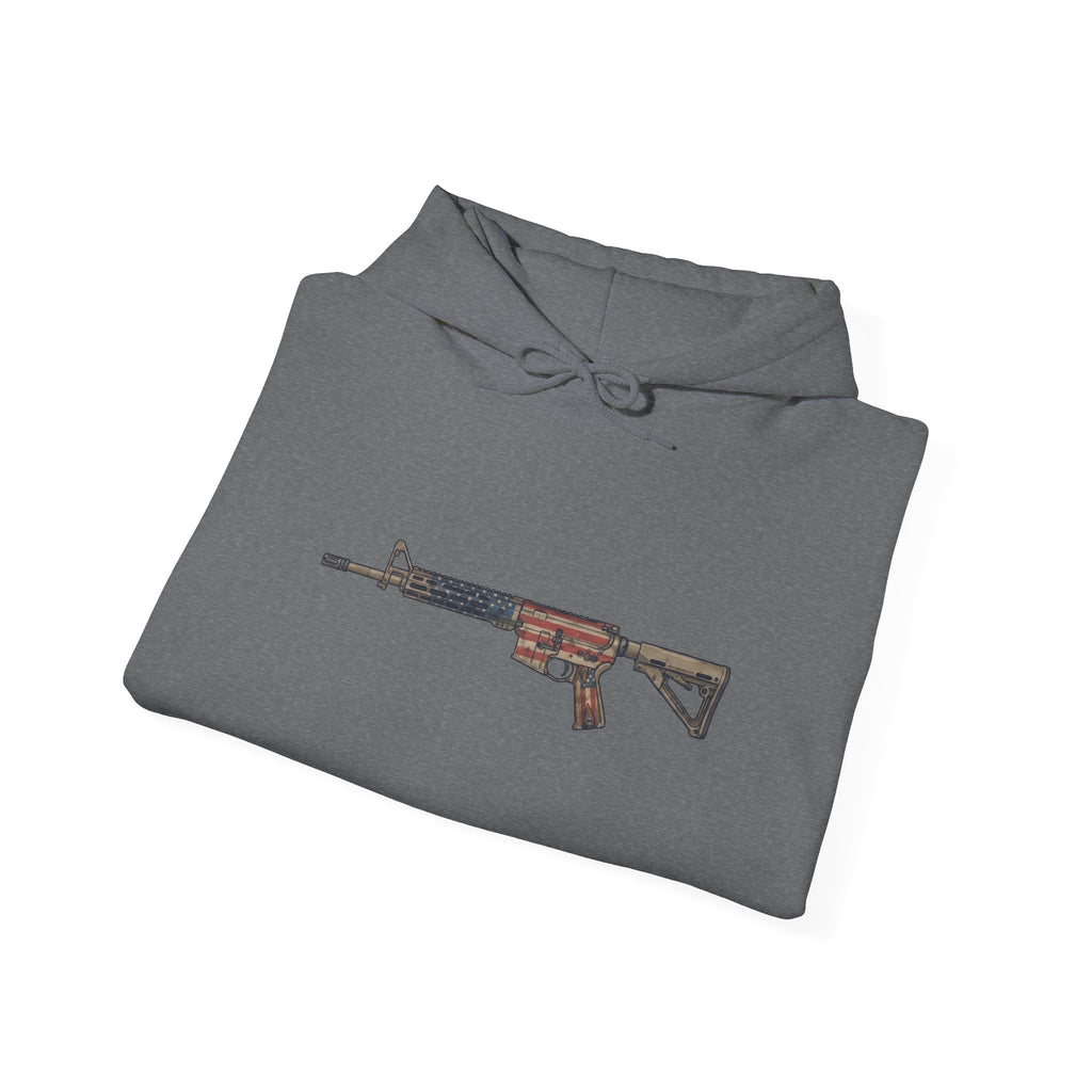 United States Flag AR Rifle Graphic Hoodie- America