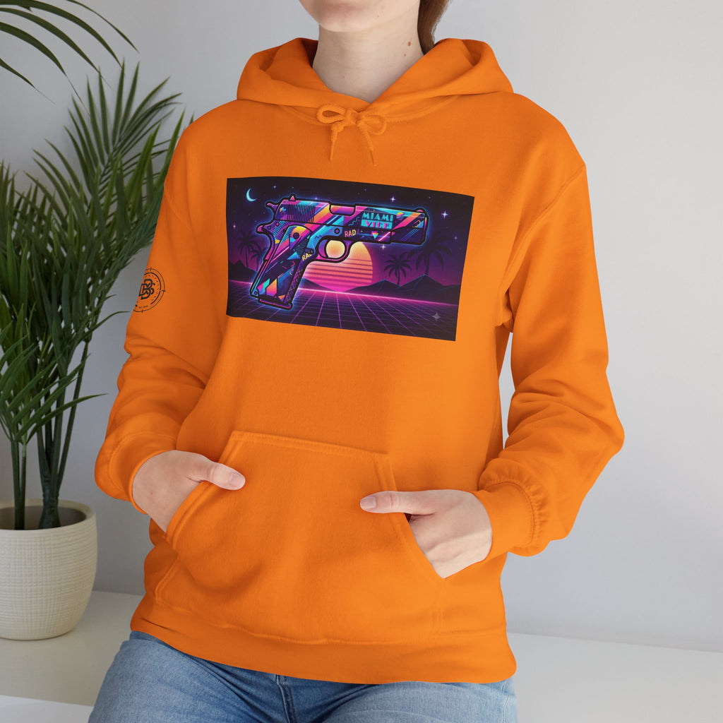 Retro 80's Pistol Sunset Hoodie — Neon Synthwave Vaporwave Graphic