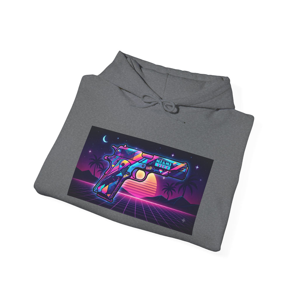 Retro 80's Pistol Sunset Hoodie — Neon Synthwave Vaporwave Graphic