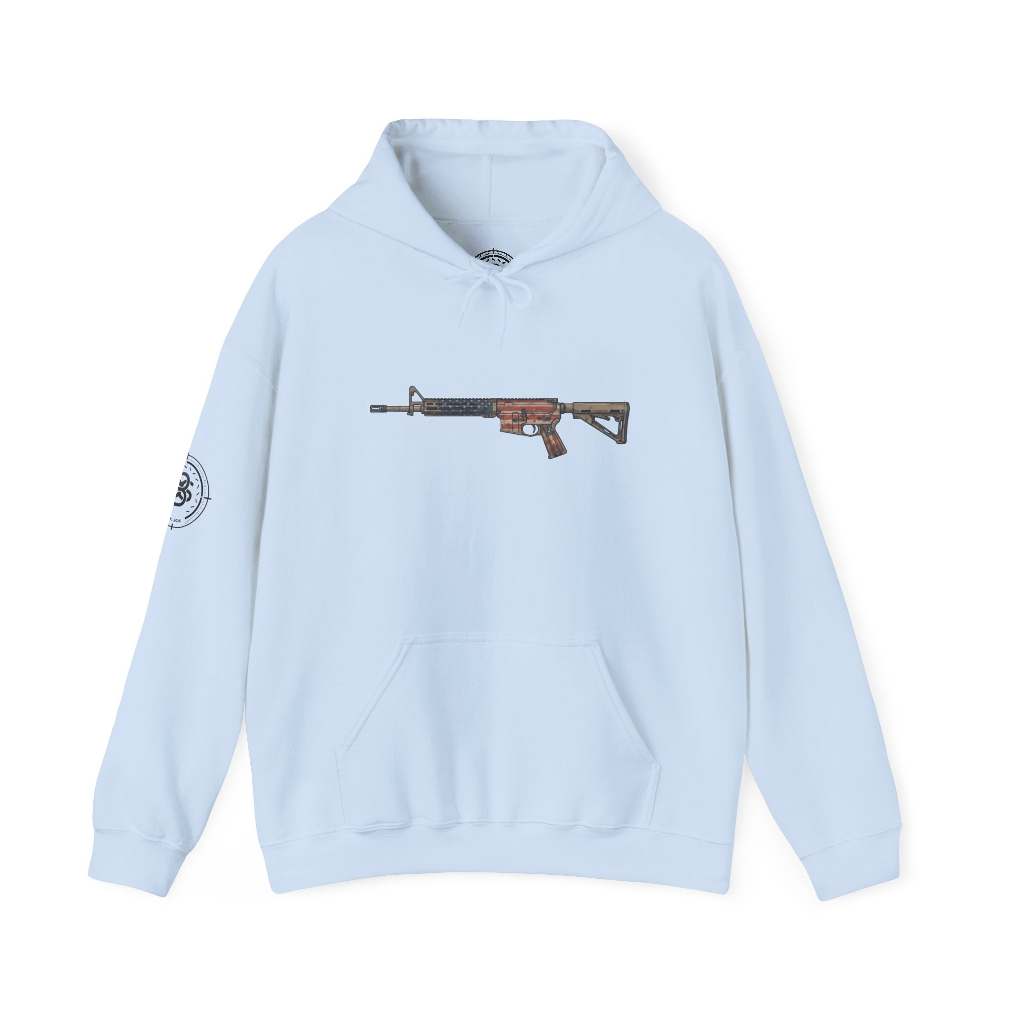 United States Flag AR Rifle Graphic Hoodie- America