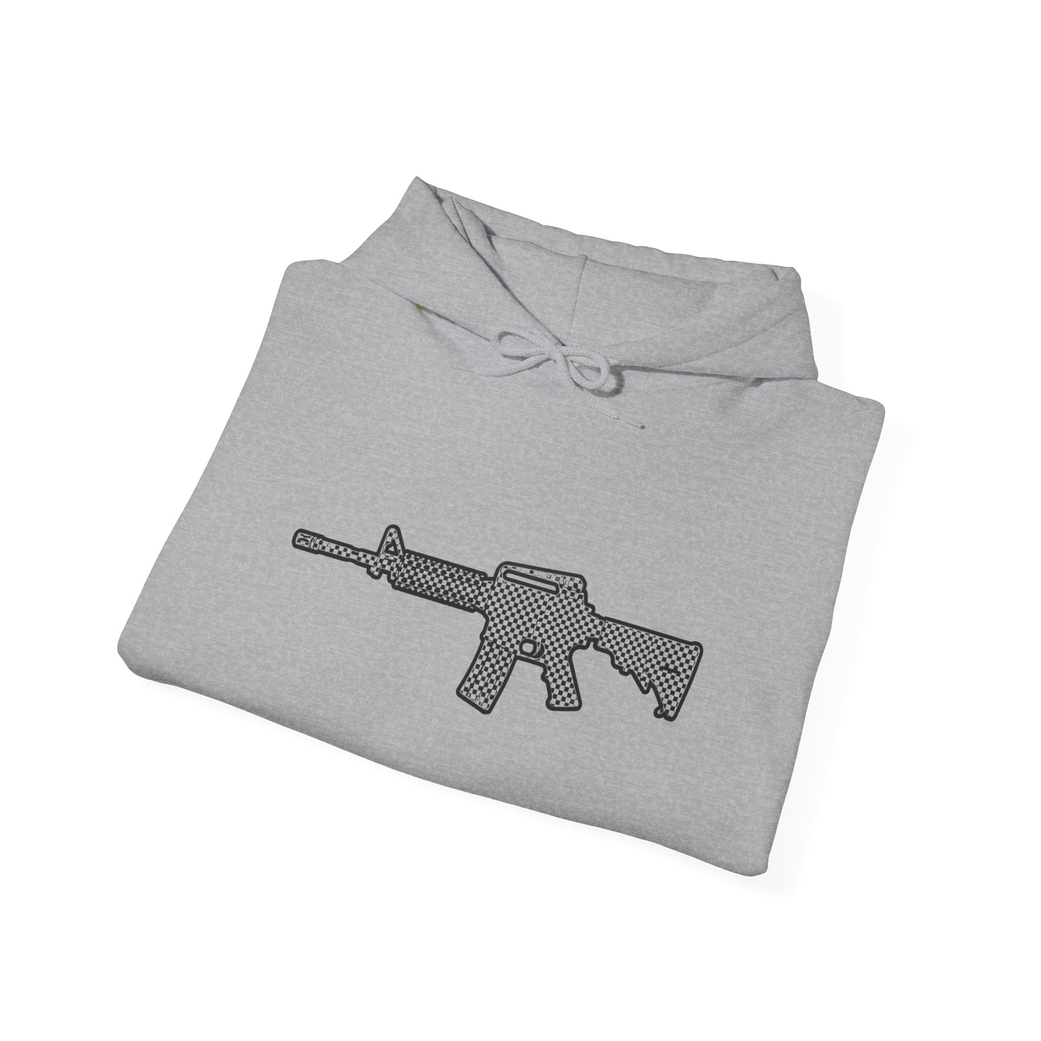 Checker Rifle Outline Graphic Hoodie
