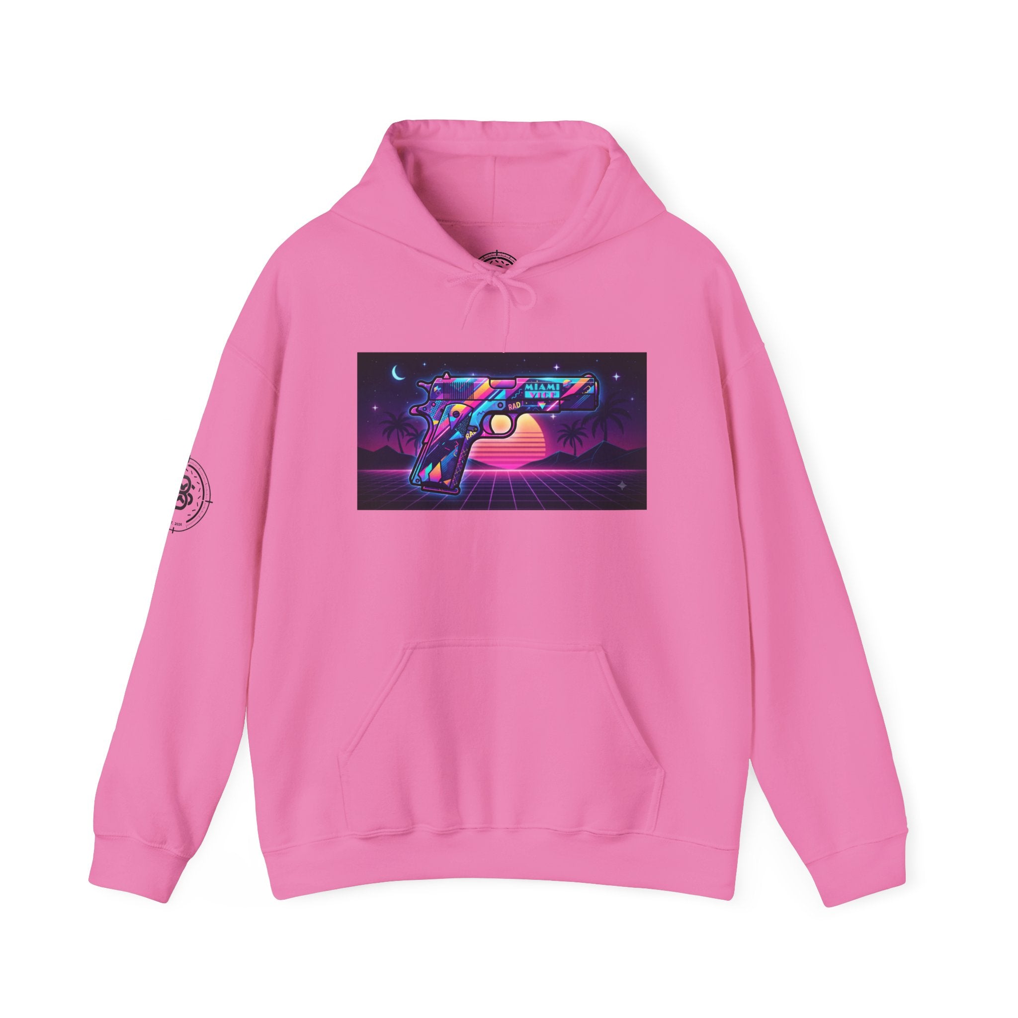 Retro 80's Pistol Sunset Hoodie — Neon Synthwave Vaporwave Graphic