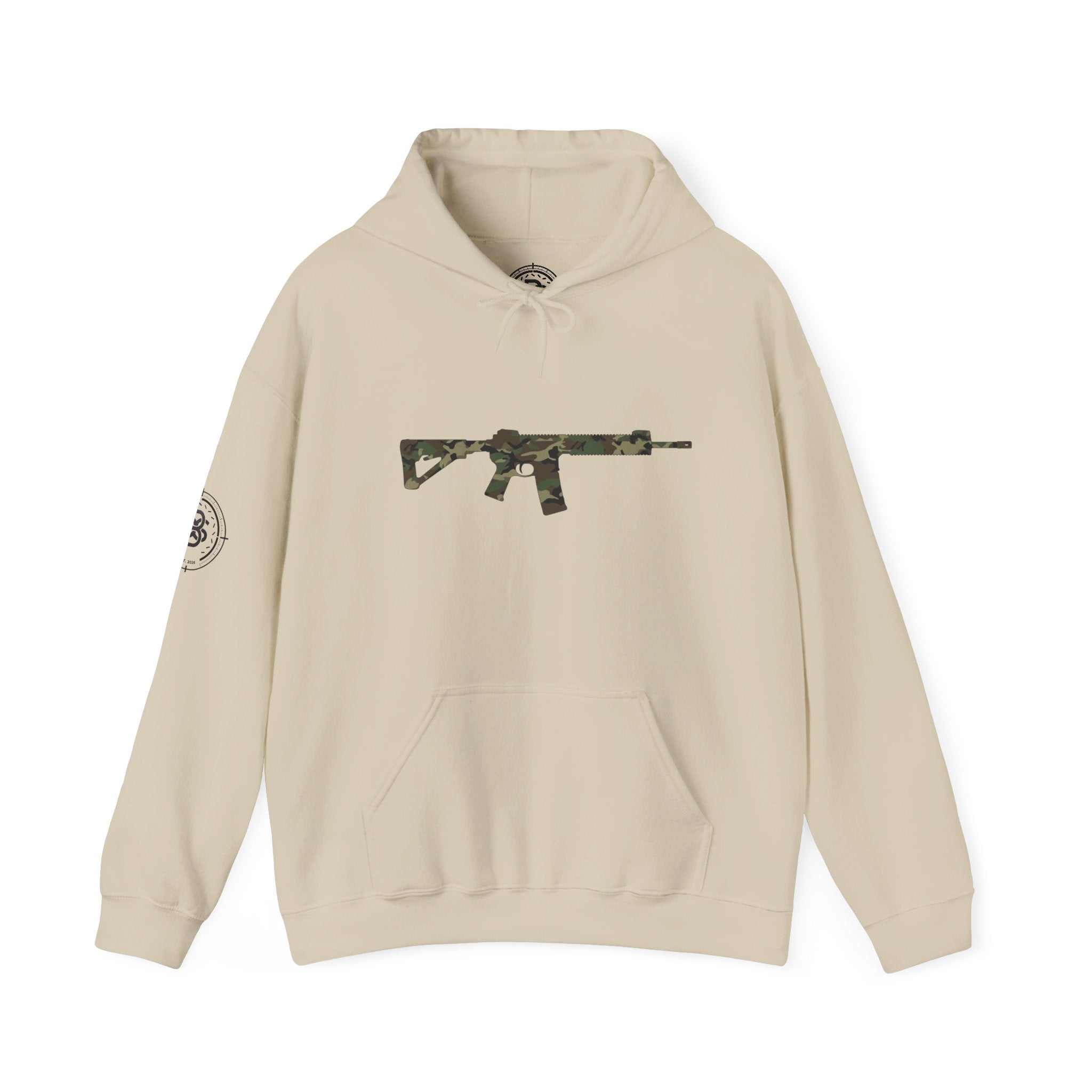 AR Rifle Camo Graphic Hoodie - Military Style Pullover