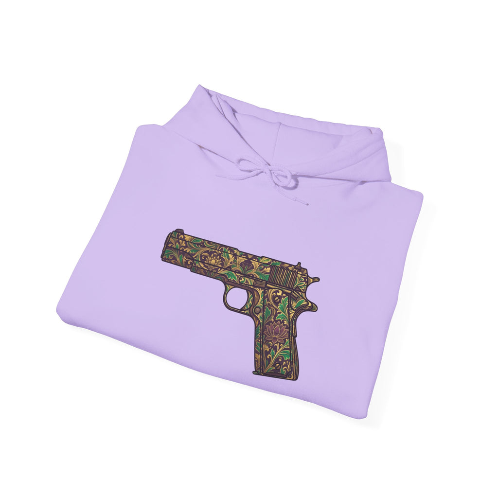 Floral Pistol Hoodie — Vintage Gun Graphic Hoodie