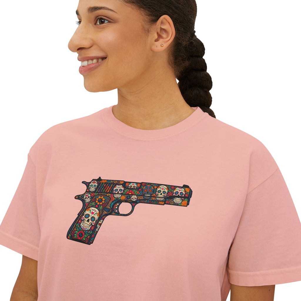 The Sugar Skull Collection -1911 Pistol- Women’s Boxy Tee