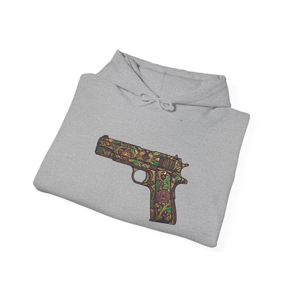 Floral Pistol Hoodie — Vintage Gun Graphic Hoodie
