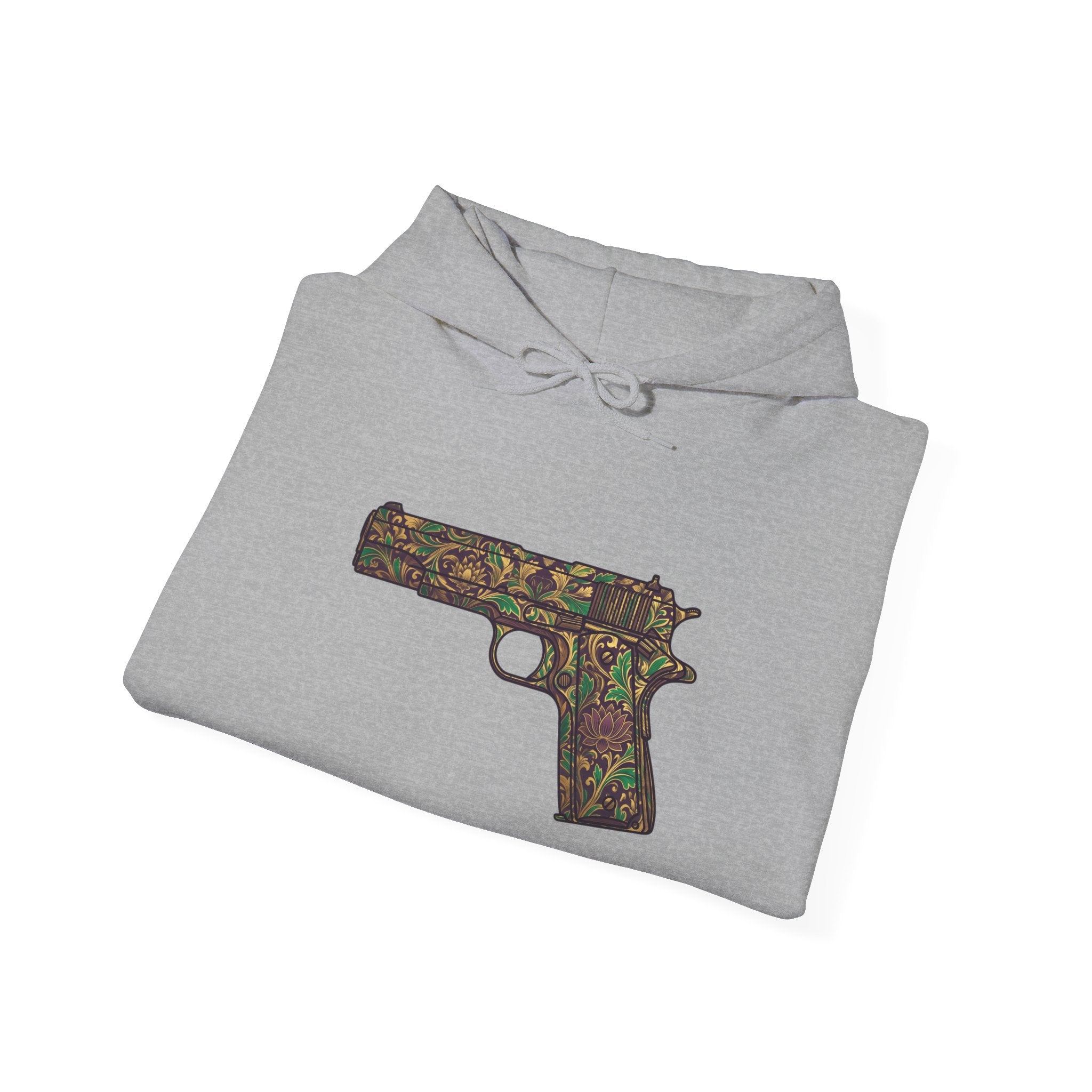 Floral Pistol Hoodie — Vintage Gun Graphic Hoodie