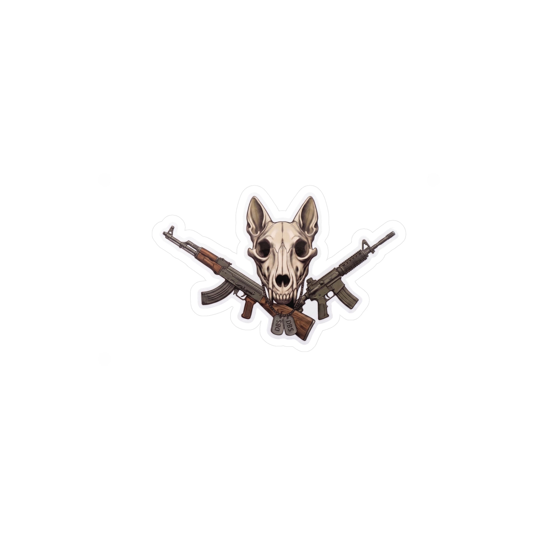 K9 Skull & Crossed Rifles Kiss-Cut Vinyl Sticker — Tactical Skull Decal for Laptops, Cars & Gear
