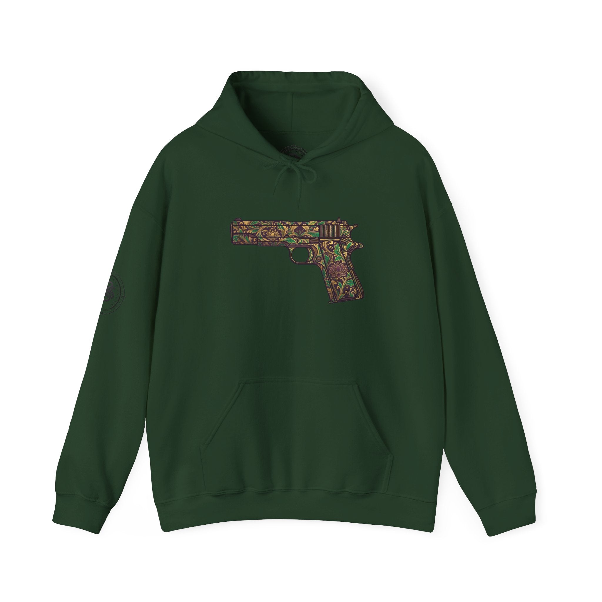 Floral Pistol Hoodie — Vintage Gun Graphic Hoodie