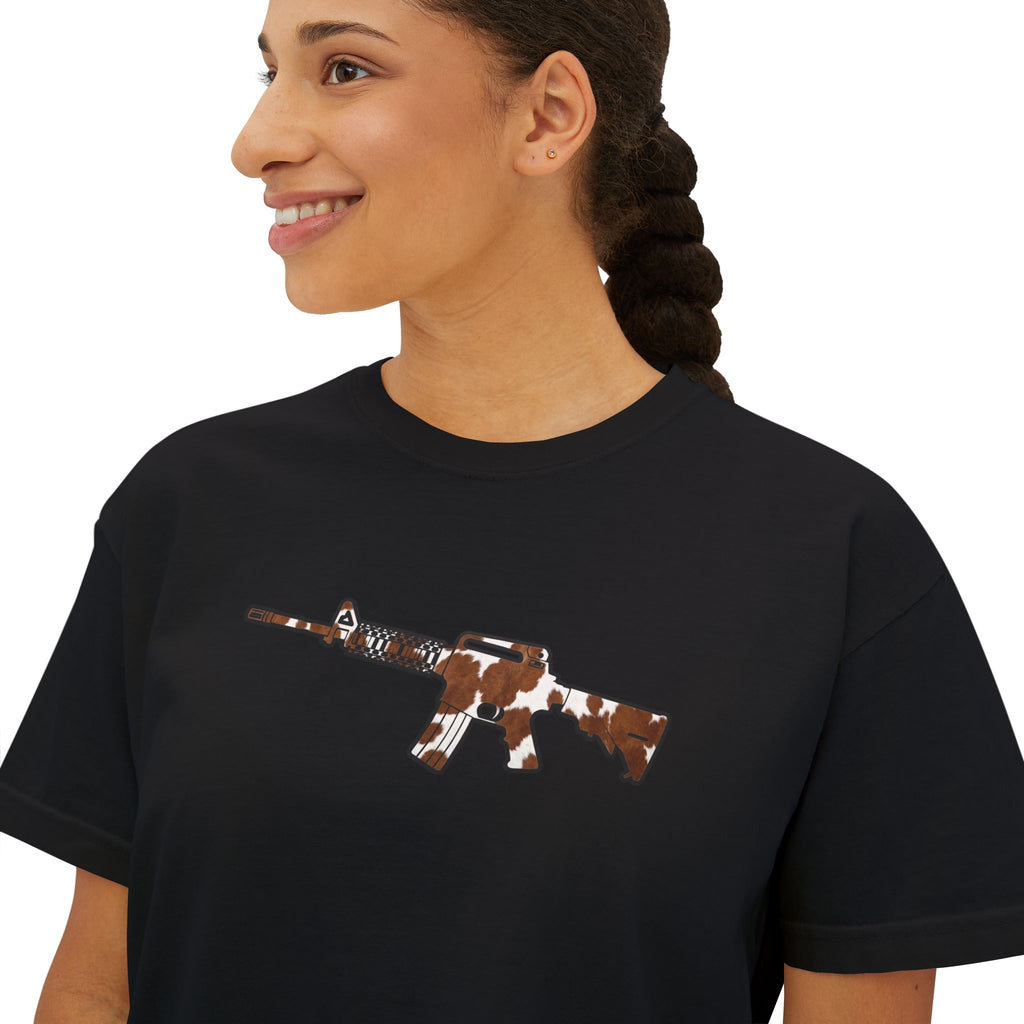The Cowhide Collection- AR Rifle-Women's Boxy Tee