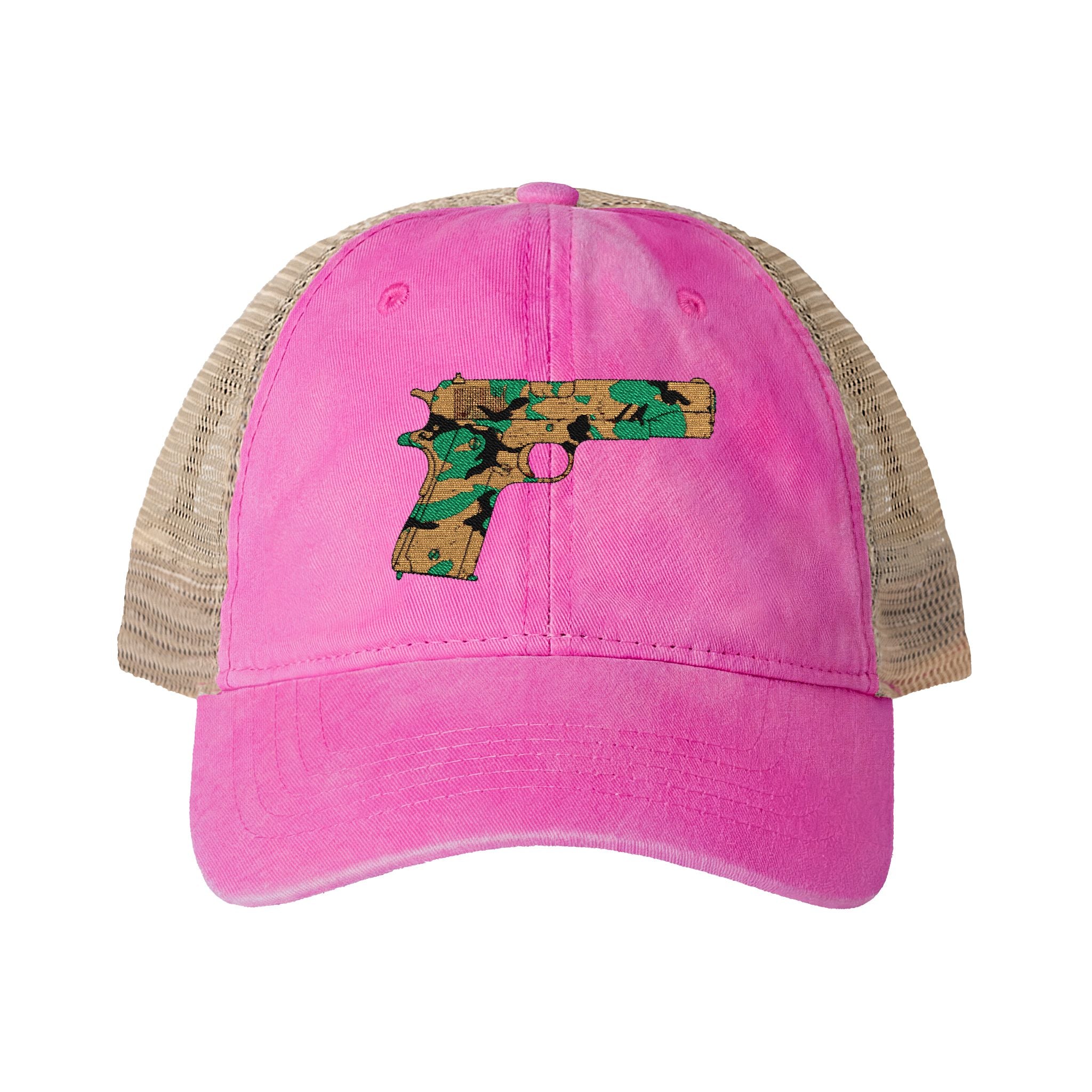 The Camo Collection- pistol-Women's Washed Mesh-Back Cap