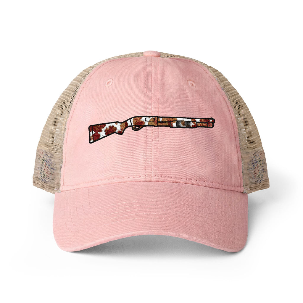 Cow Print Shotgun Women's Washed Mesh-Back Cap
