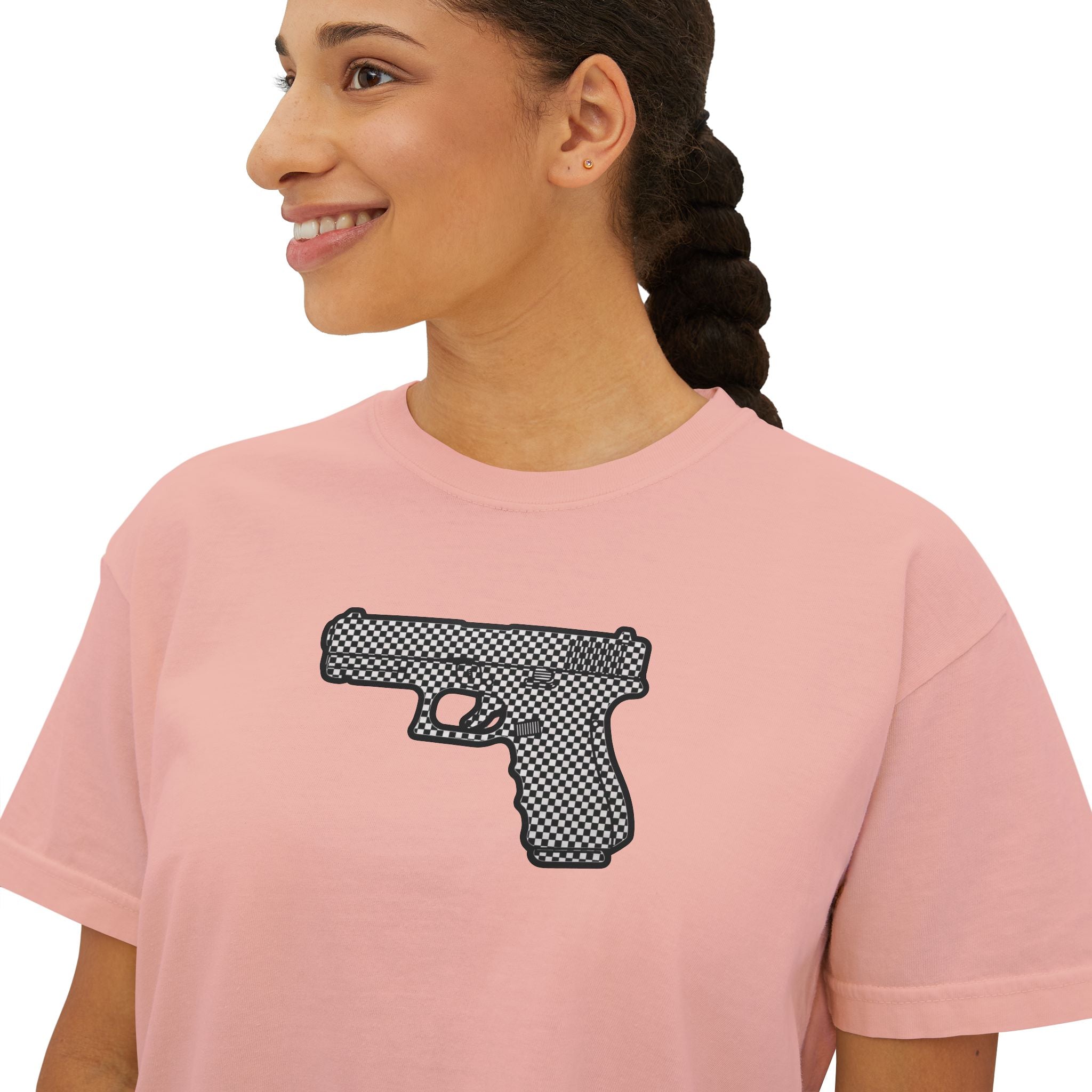 The Checker Collection-Pistol — Women's Boxy Tee