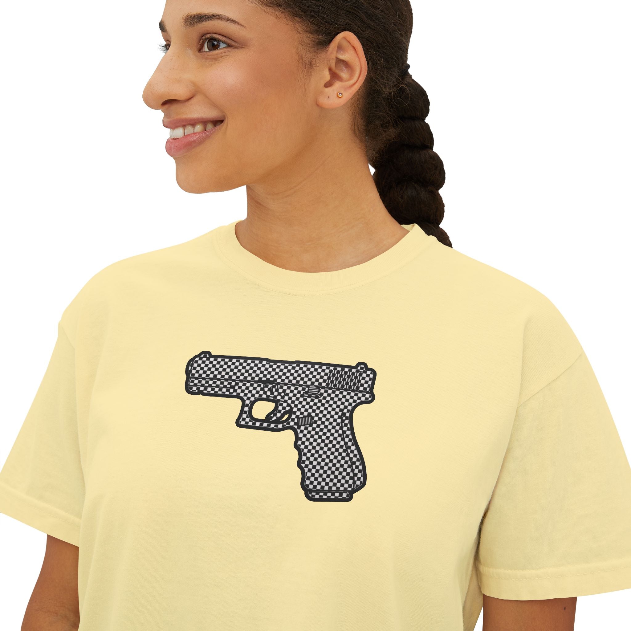 The Checker Collection-Pistol — Women's Boxy Tee