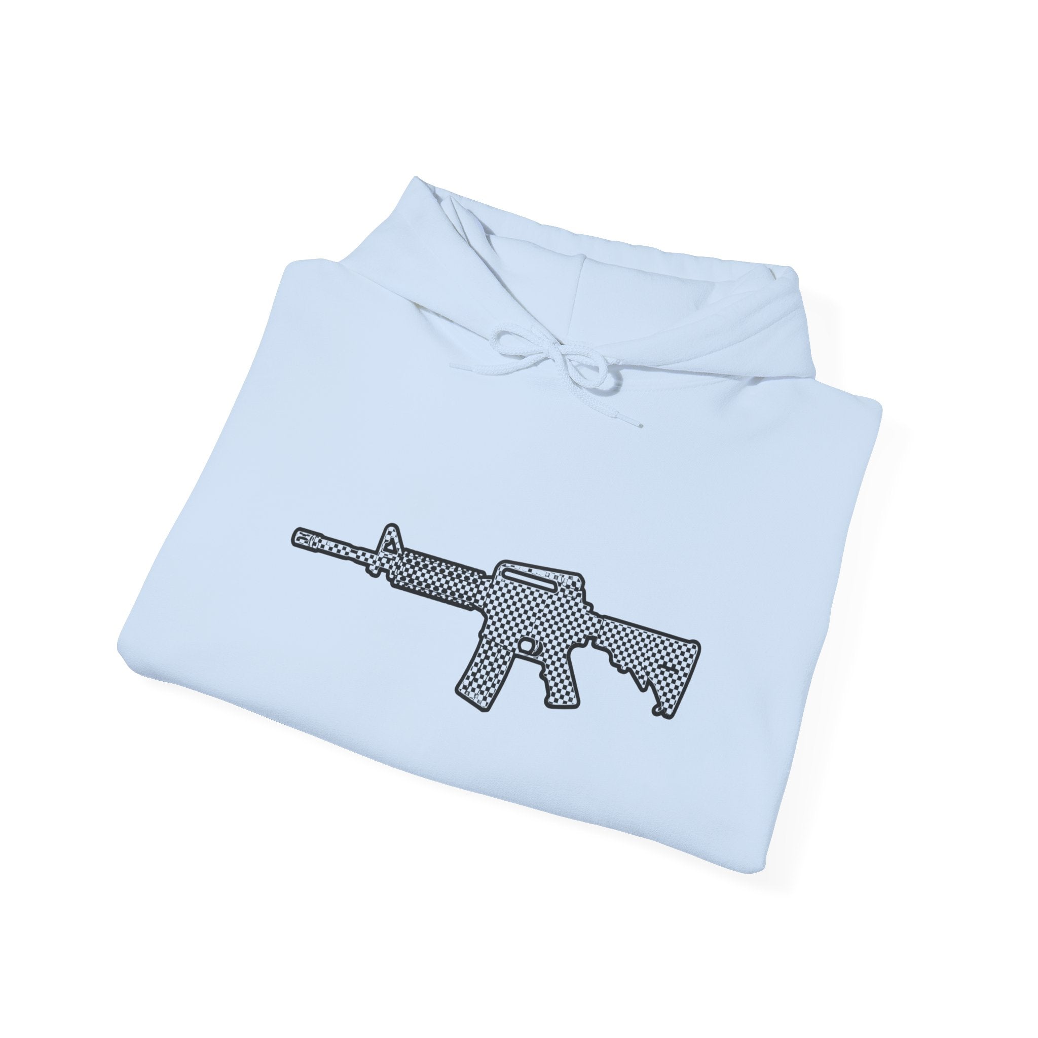 Checker Rifle Outline Graphic Hoodie