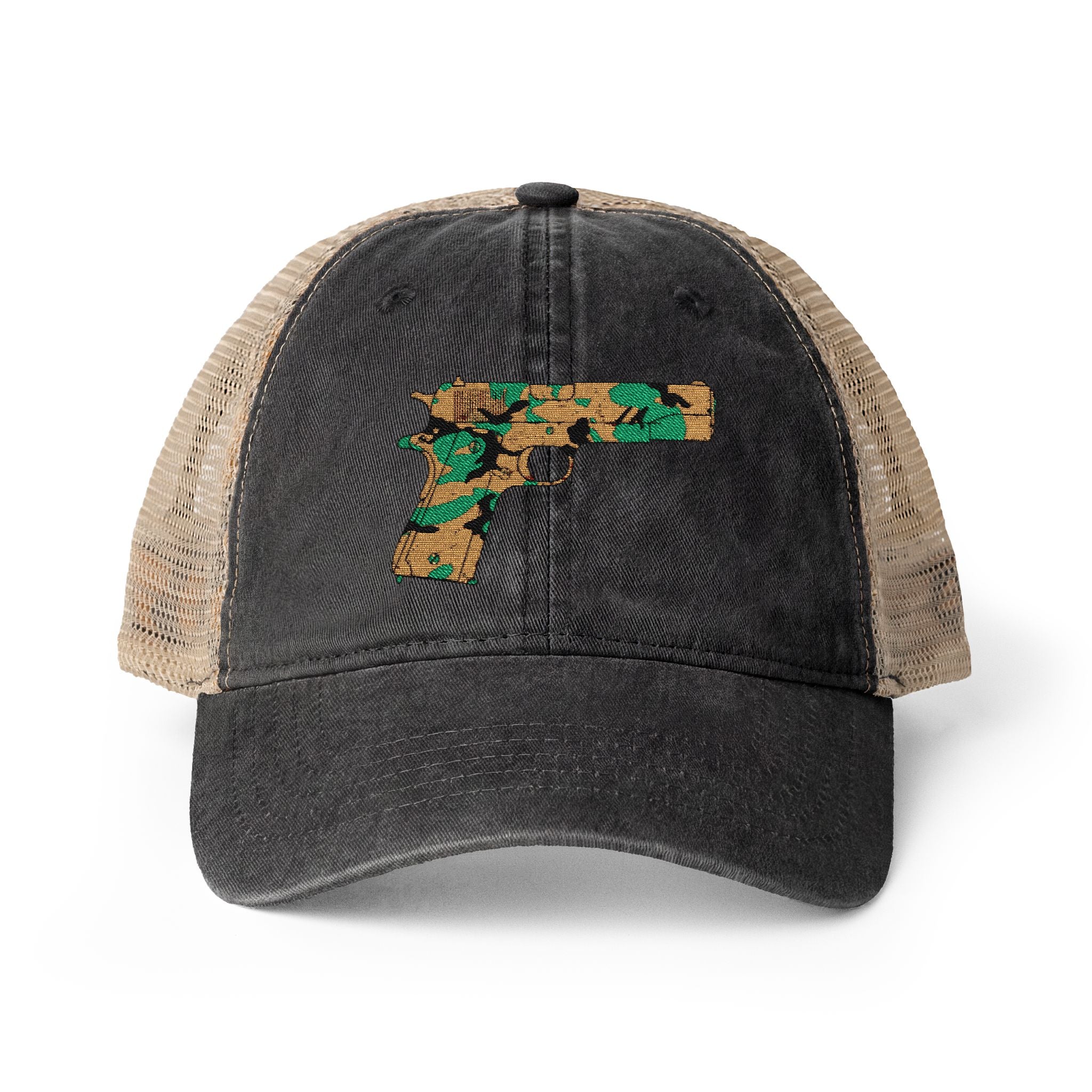 The Camo Collection- pistol-Women's Washed Mesh-Back Cap