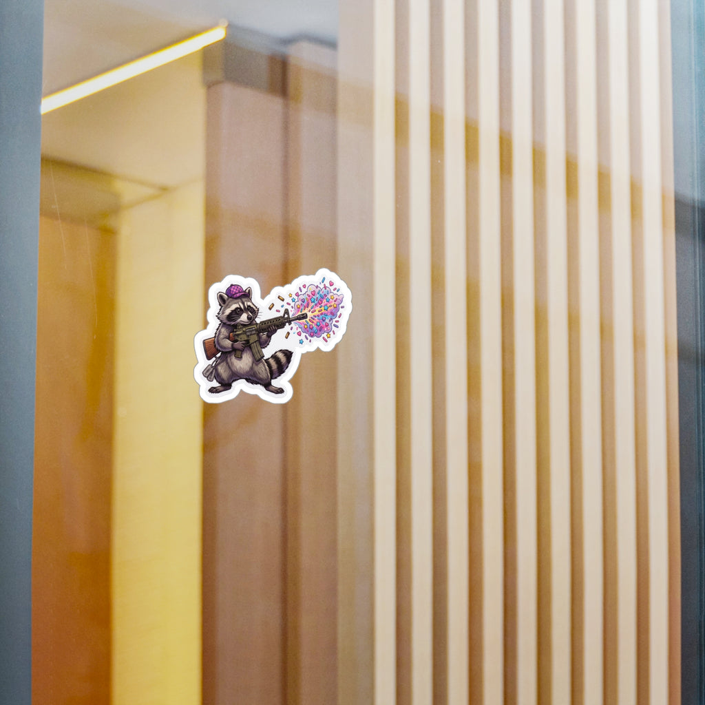 Raccoon Confetti Sprinkles Gun Kiss-Cut Vinyl Sticker