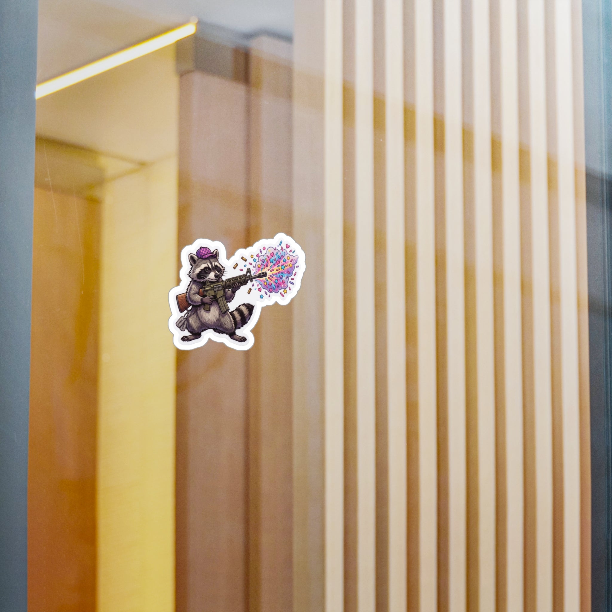 Raccoon Confetti Sprinkles Gun Kiss-Cut Vinyl Sticker
