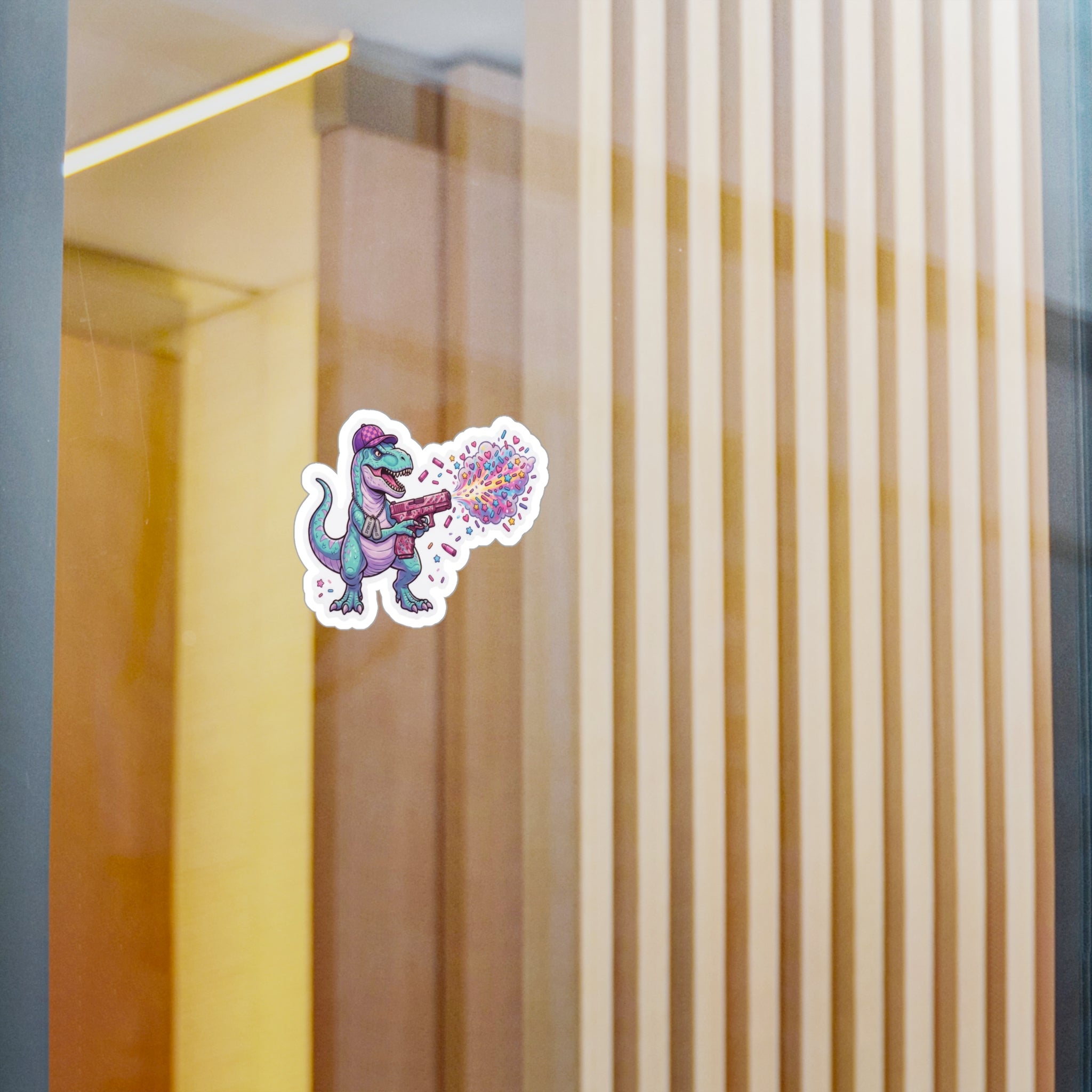 T-Rex Confetti Sprinkle Blaster Sticker — Kiss-Cut Vinyl Decal