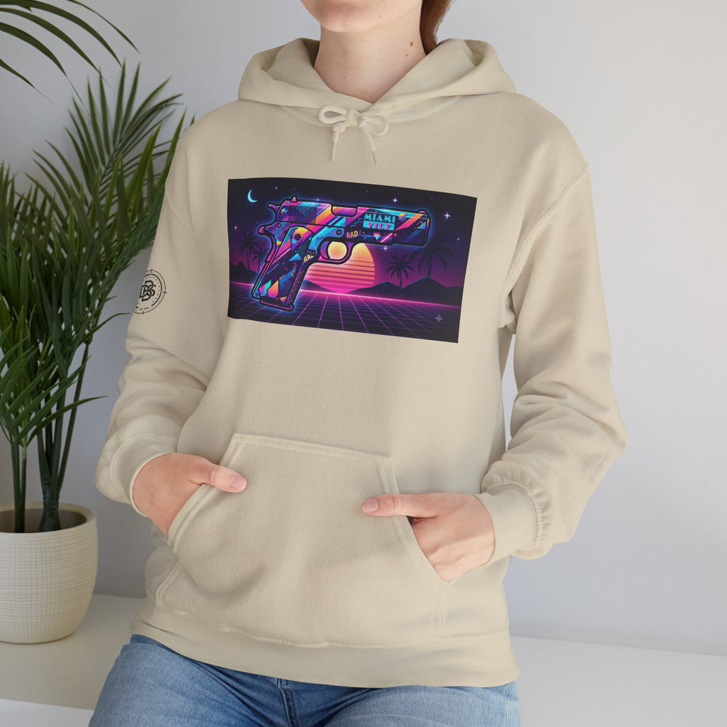 Retro 80's Pistol Sunset Hoodie — Neon Synthwave Vaporwave Graphic