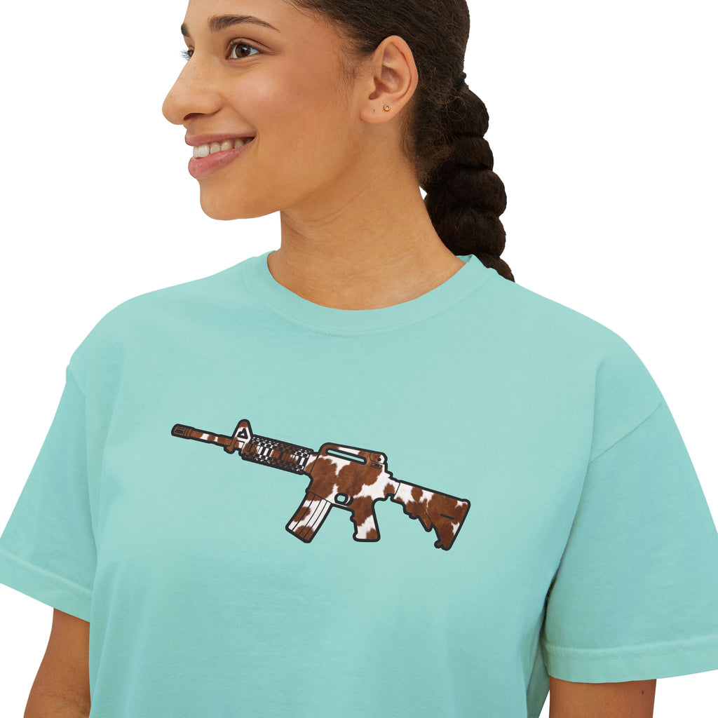The Cowhide Collection- AR Rifle-Women's Boxy Tee