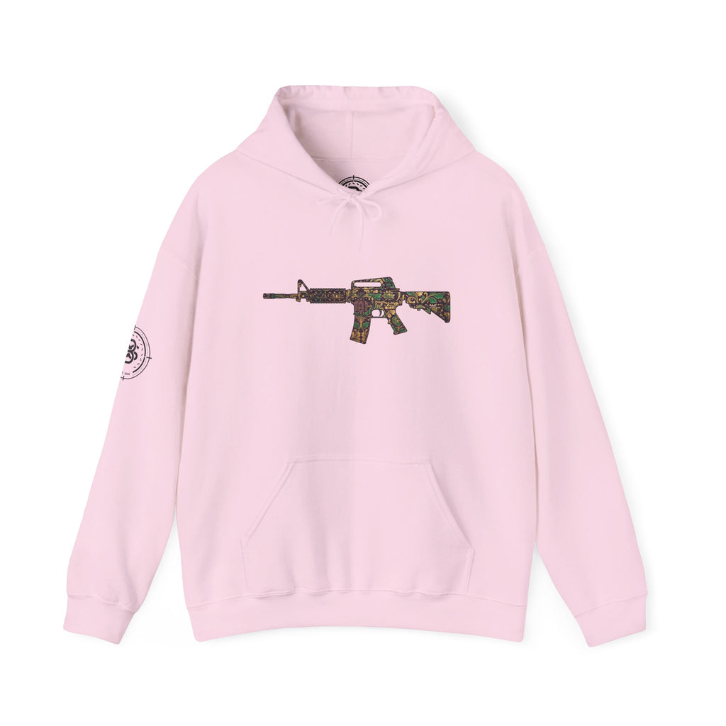Floral AR Rifle-Vintage Gun Graphic Hoodie