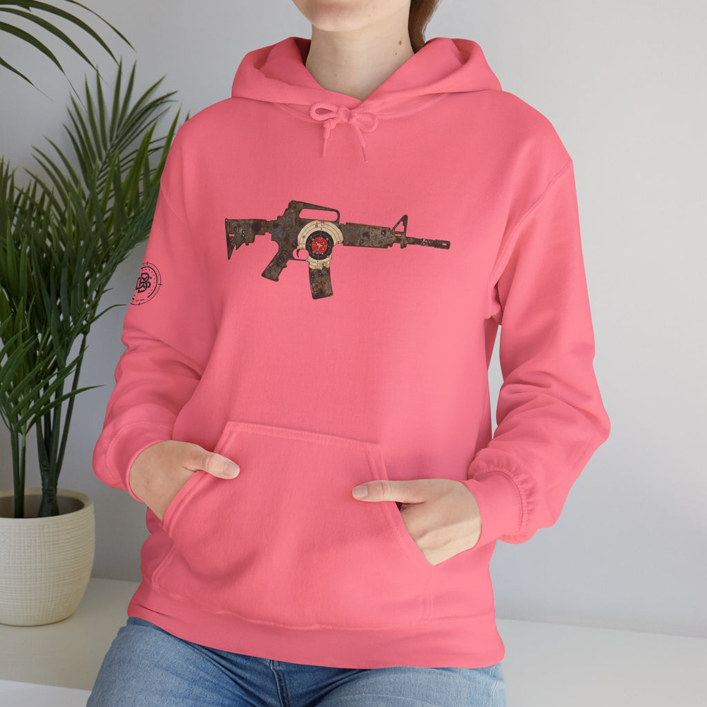 Vintage Metal AR Rifle Graphic Hoodie