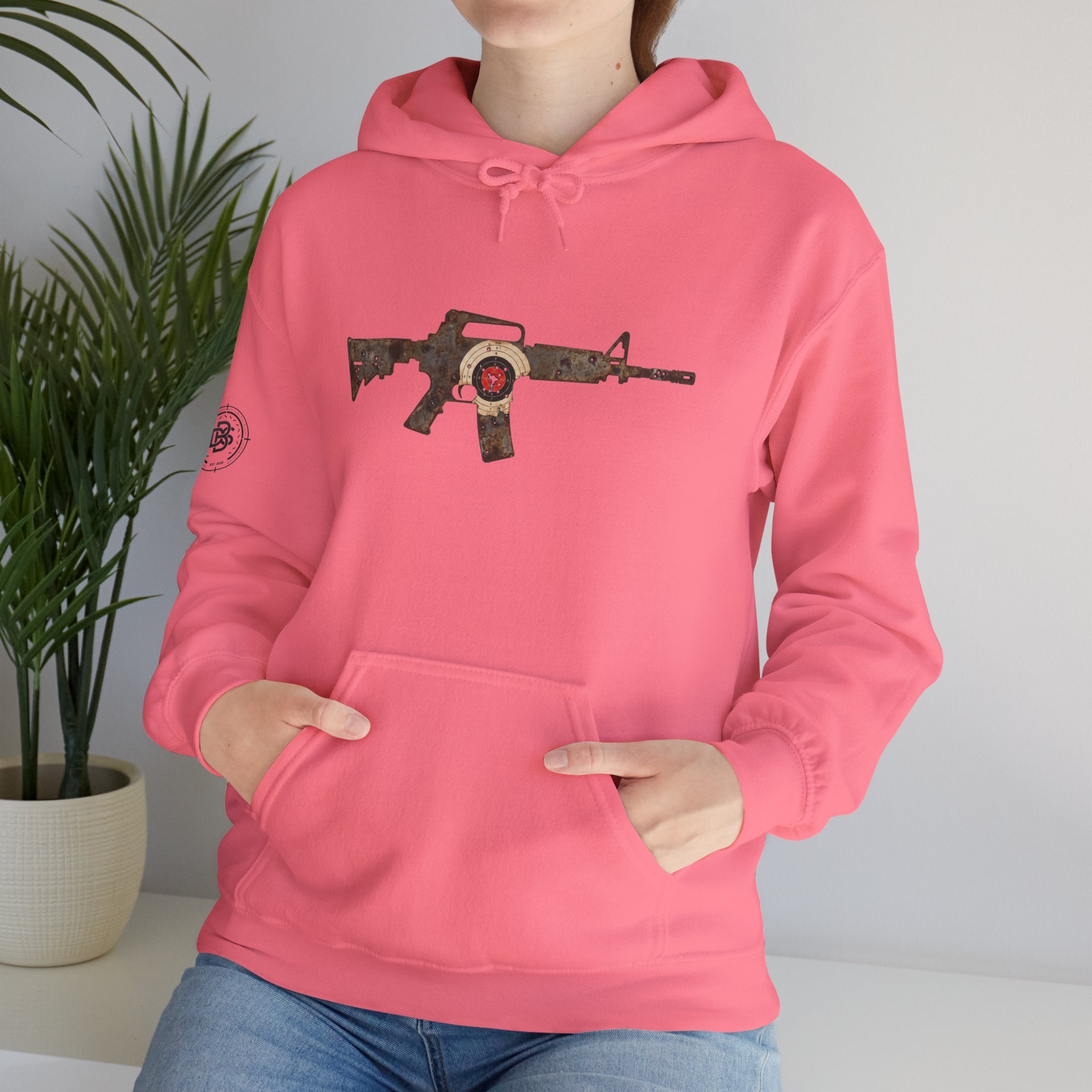 Vintage Metal AR Rifle Graphic Hoodie